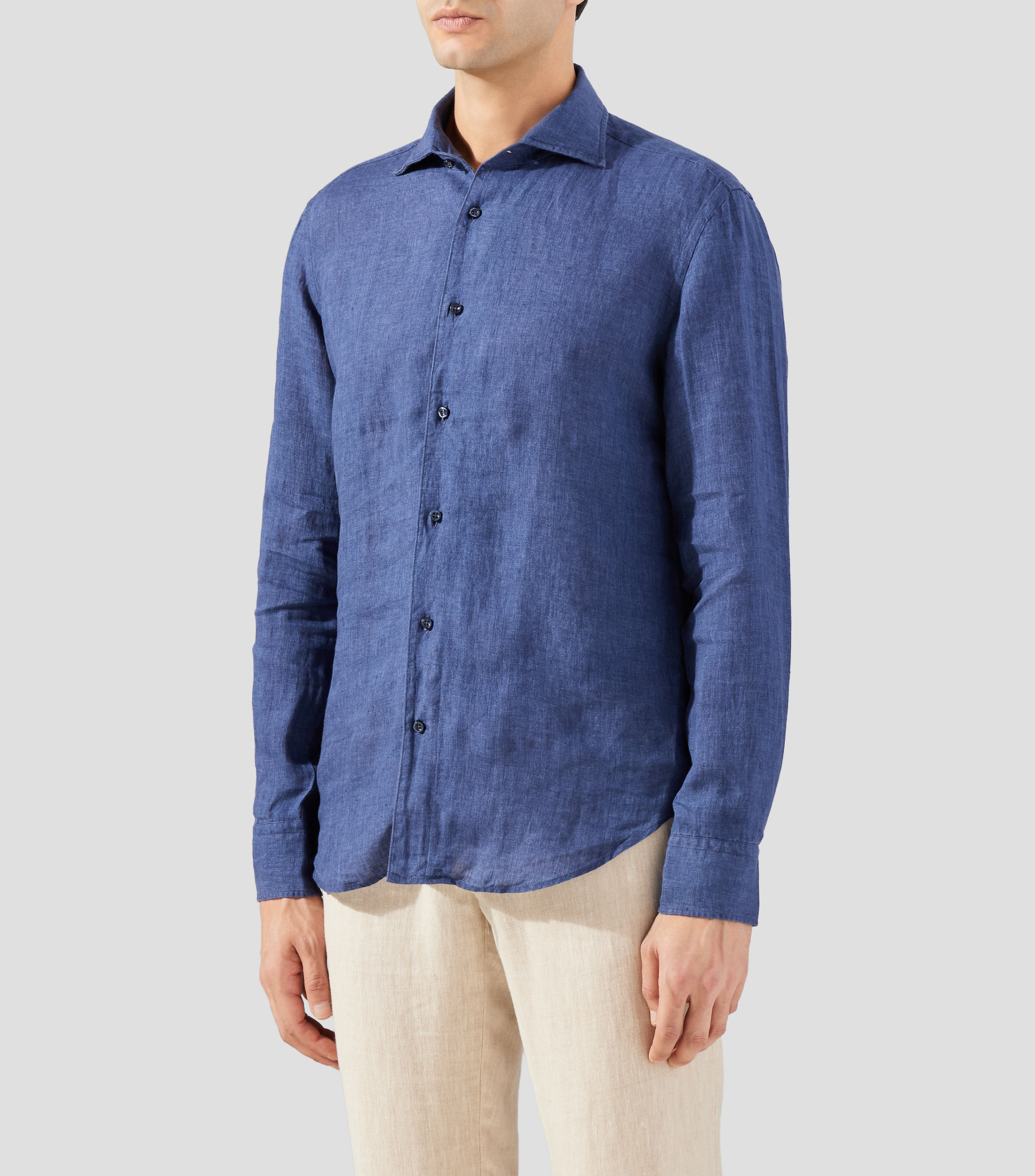 Camisa jaspeada manga larga Hombre